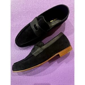 JOHN LOBB Mens Black Loafers Suede Penny Leather Size 6.5 UK, 7.5 US NEW Shoes